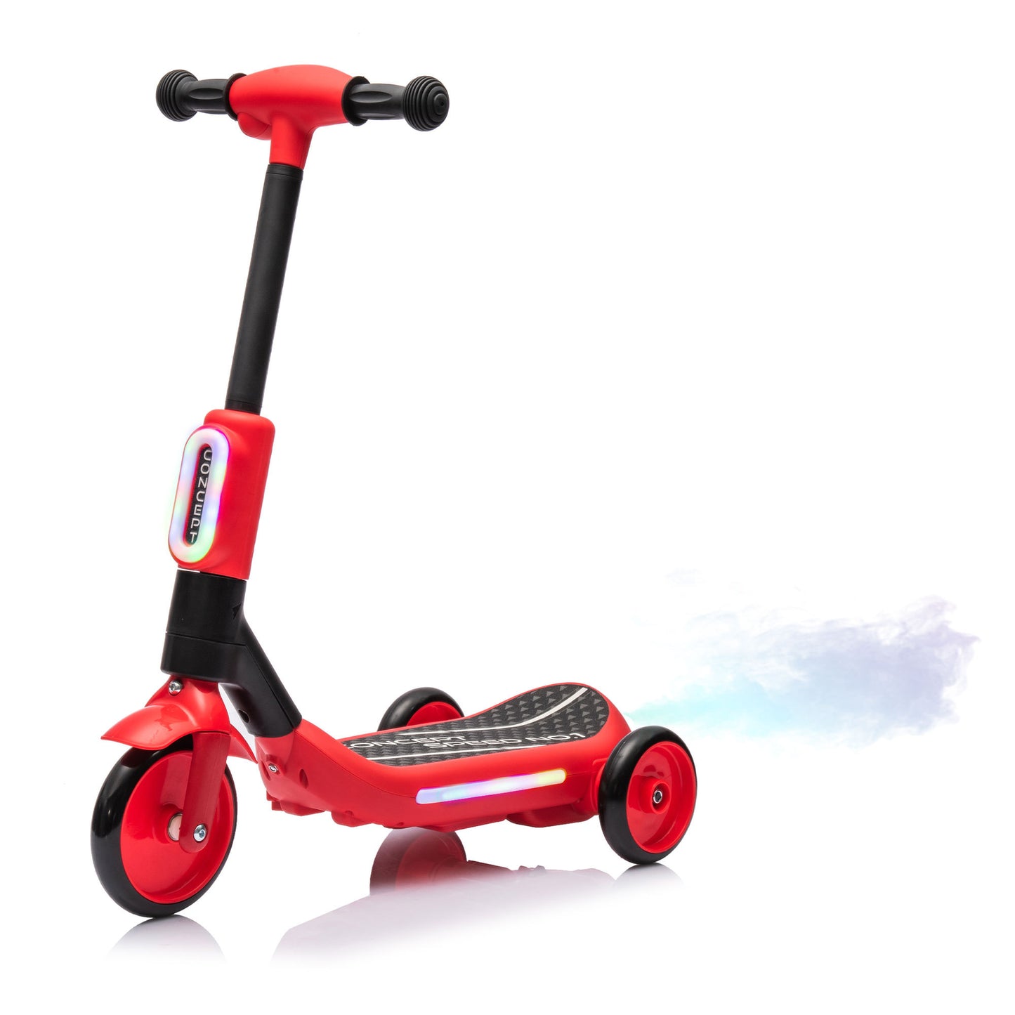 2in1 Kids Ride On Three-Wheel Balance Electric Scooter,Toy for kids,Tail Color Lights W/Spray,Wider Pedal,PU Wheels For Effective Floor Protection,Independent Light Switch With Music,For Kids 3-6