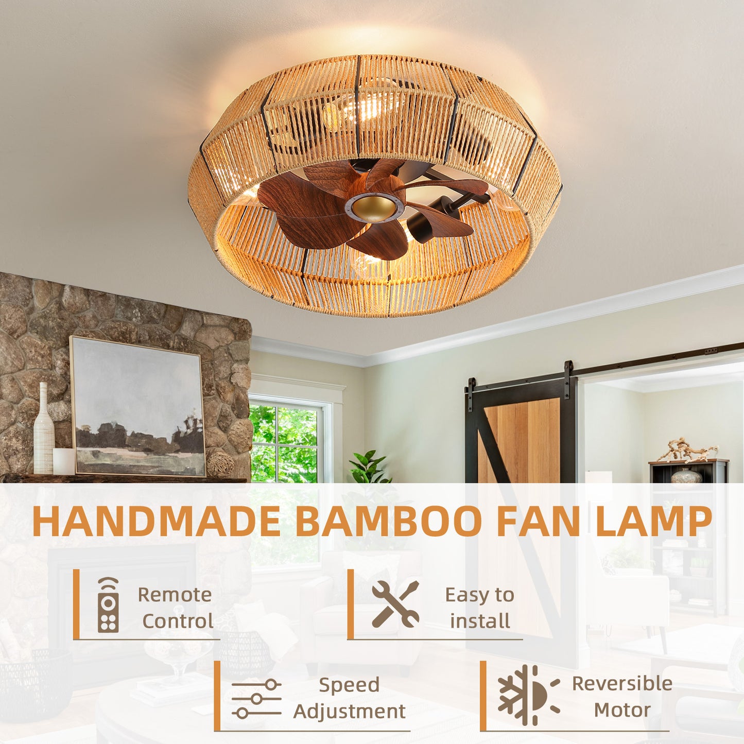 Caged Ceiling Fans with Lights Remote Control for Bedroom, Kitchen, Dining Room