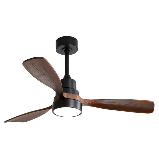 48 Inch Modern Ceiling Fan With Lights 3 Wood Fan Blade Noiseless Reversible Motor Smart Remote Control