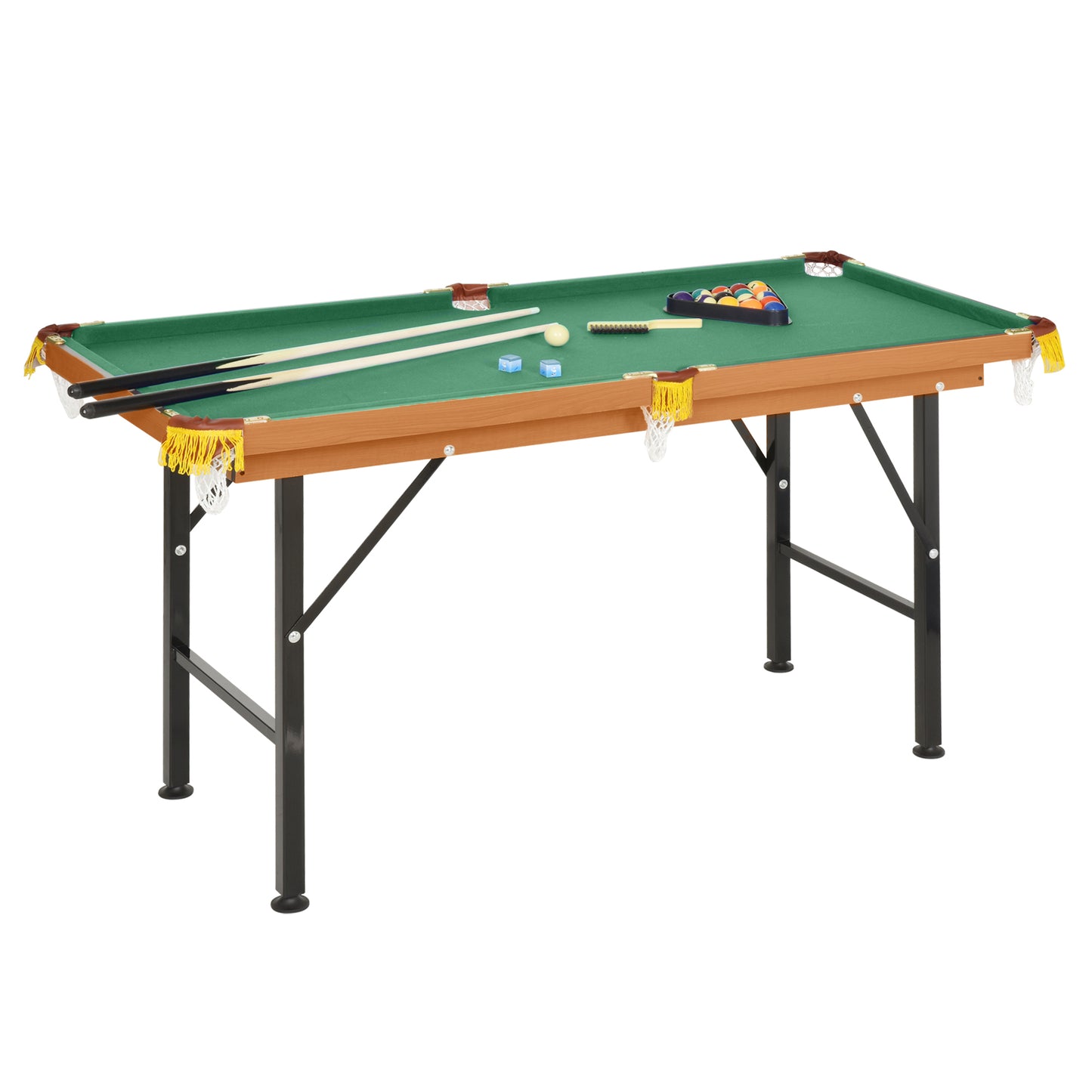 Soozier 55" Portable Folding Billiards Table Game Pool Table for Whole Family Number Use With Cues, Ball, Rack, Chalk, Green