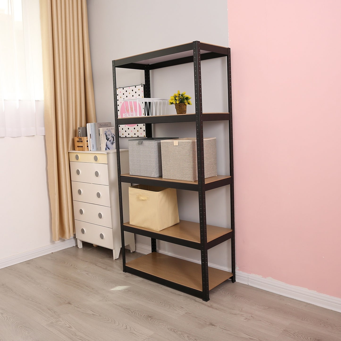 Storage Shelves -  5 Tier Adjustable Garage Storage Shelving, Heavy Duty Metal Storage Utility Rack Shelf Unit for Warehouse Pantry Closet Kitchen, 35.4" x 15.7" x 70.8", Black