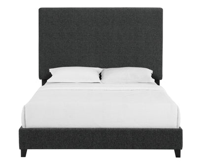 Queen Size Charcoal Grey Upholstered Platform Bed