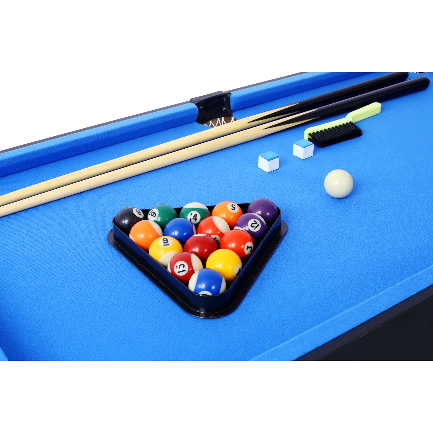 5-in-1 Multi-Game Table - Billiards, Push Hockey, Foosball, Ping Pong, and Basketball black/blue