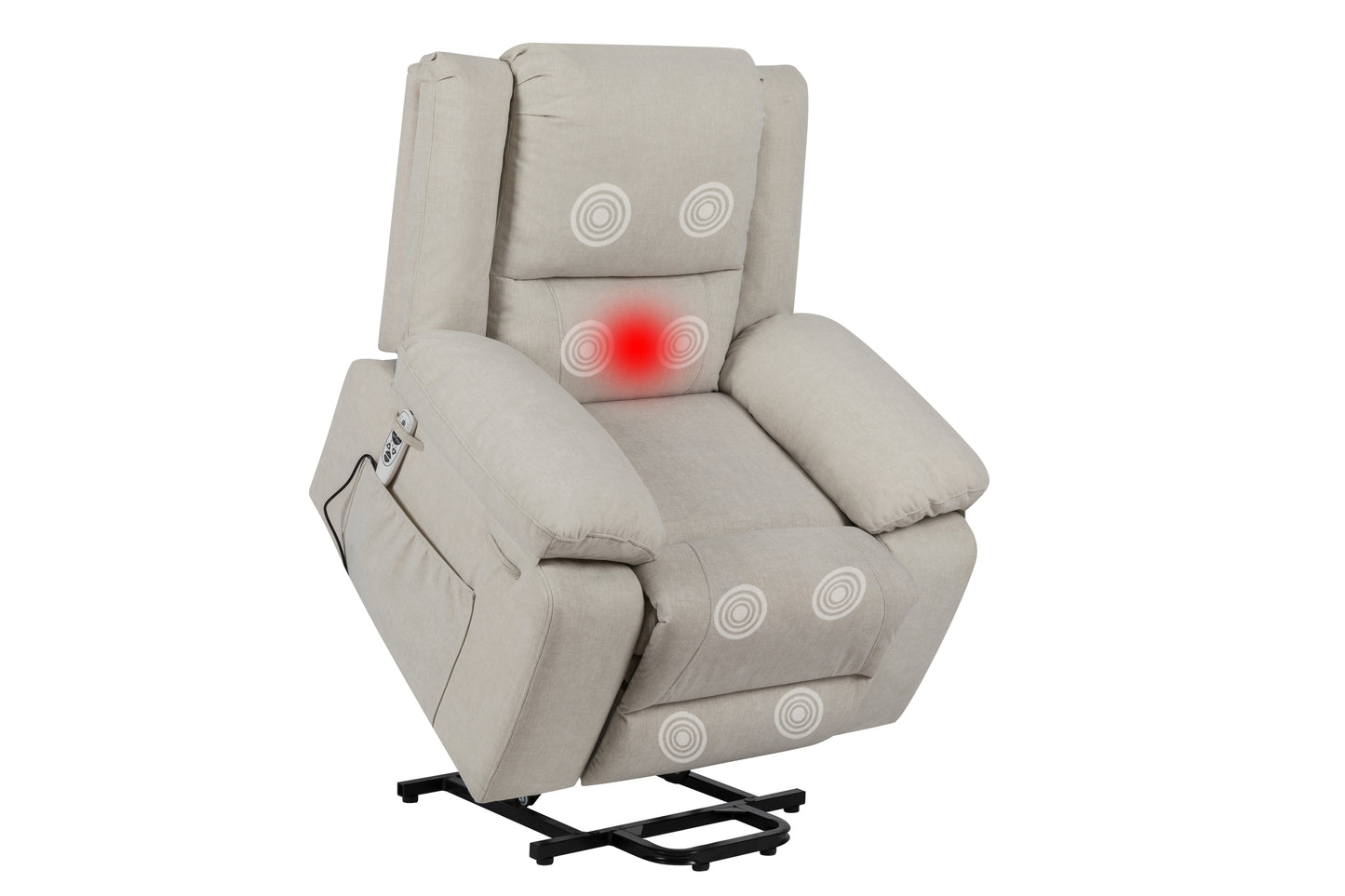 Electric Power Recliner Chair With Massage For Elderly ,Remote Control Multi-function Lifting, Timing, Cushion Heating Chair With Side Pocket Beige