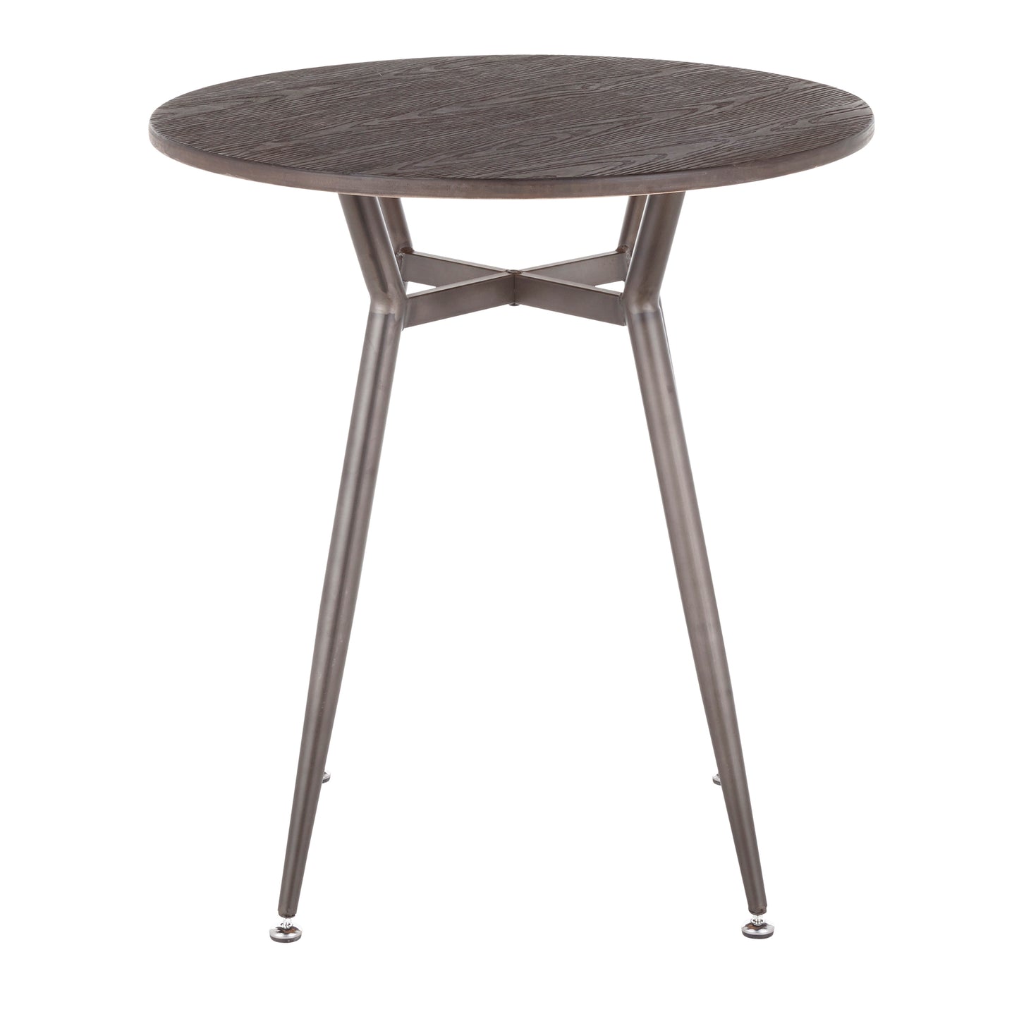 Clara Industrial Round Dinette Table in Antique Metal and Espresso Wood-Pressed Grain Bamboo by LumiSource