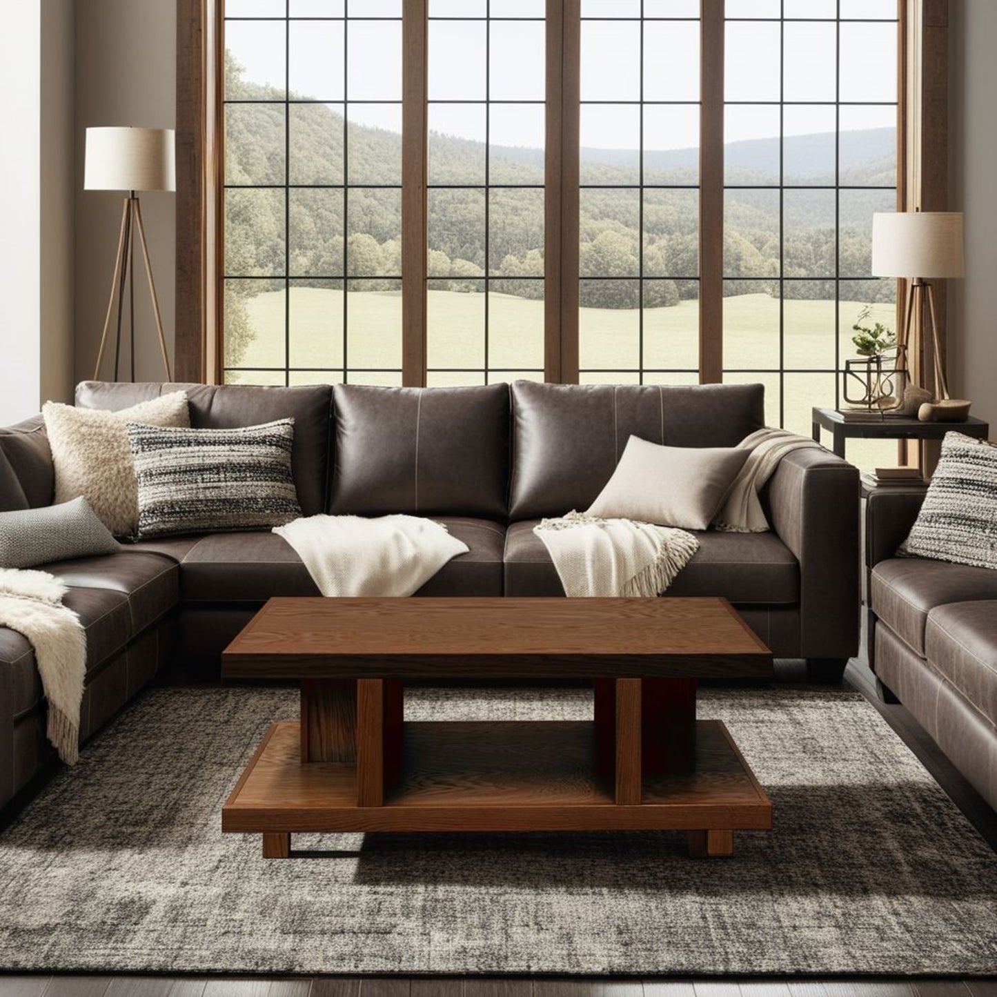 Laurel Canyon 49 inch Coffee Table, No Assembly Required, Oak Bourbon Finish