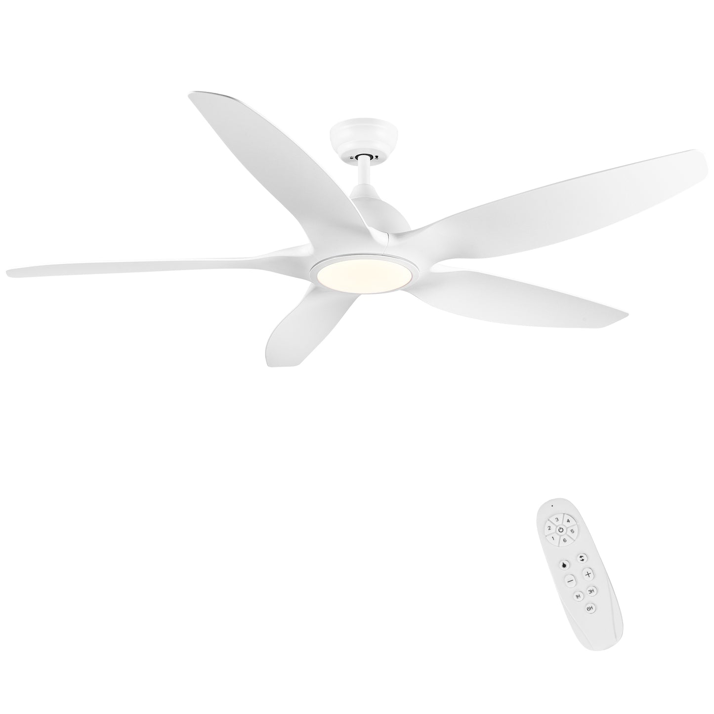 Modern 60 In Intergrated LED Ceiling Fan Lighting with White ABS Blade