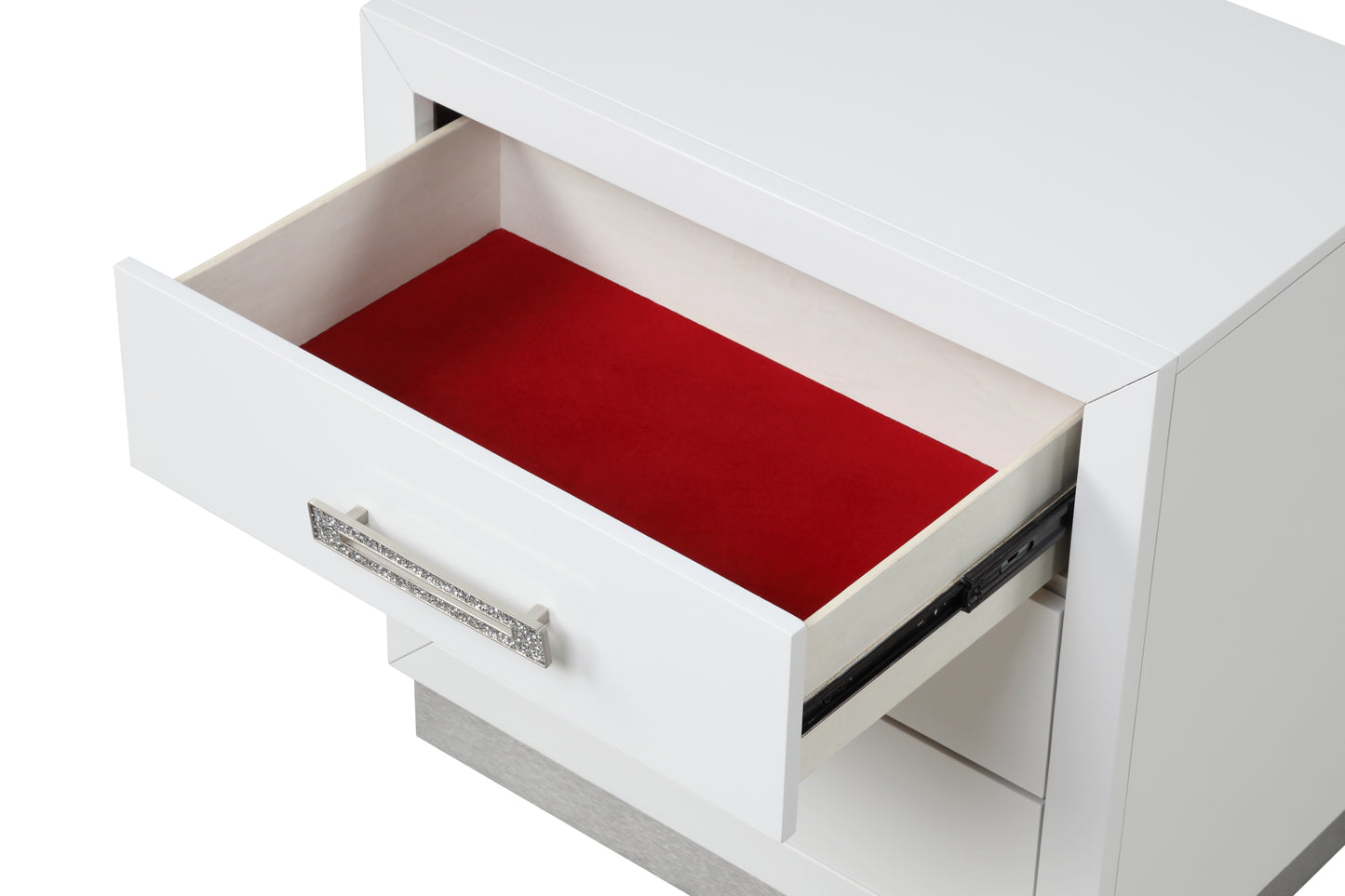 Nightstand Made with Wood in Milky White Color