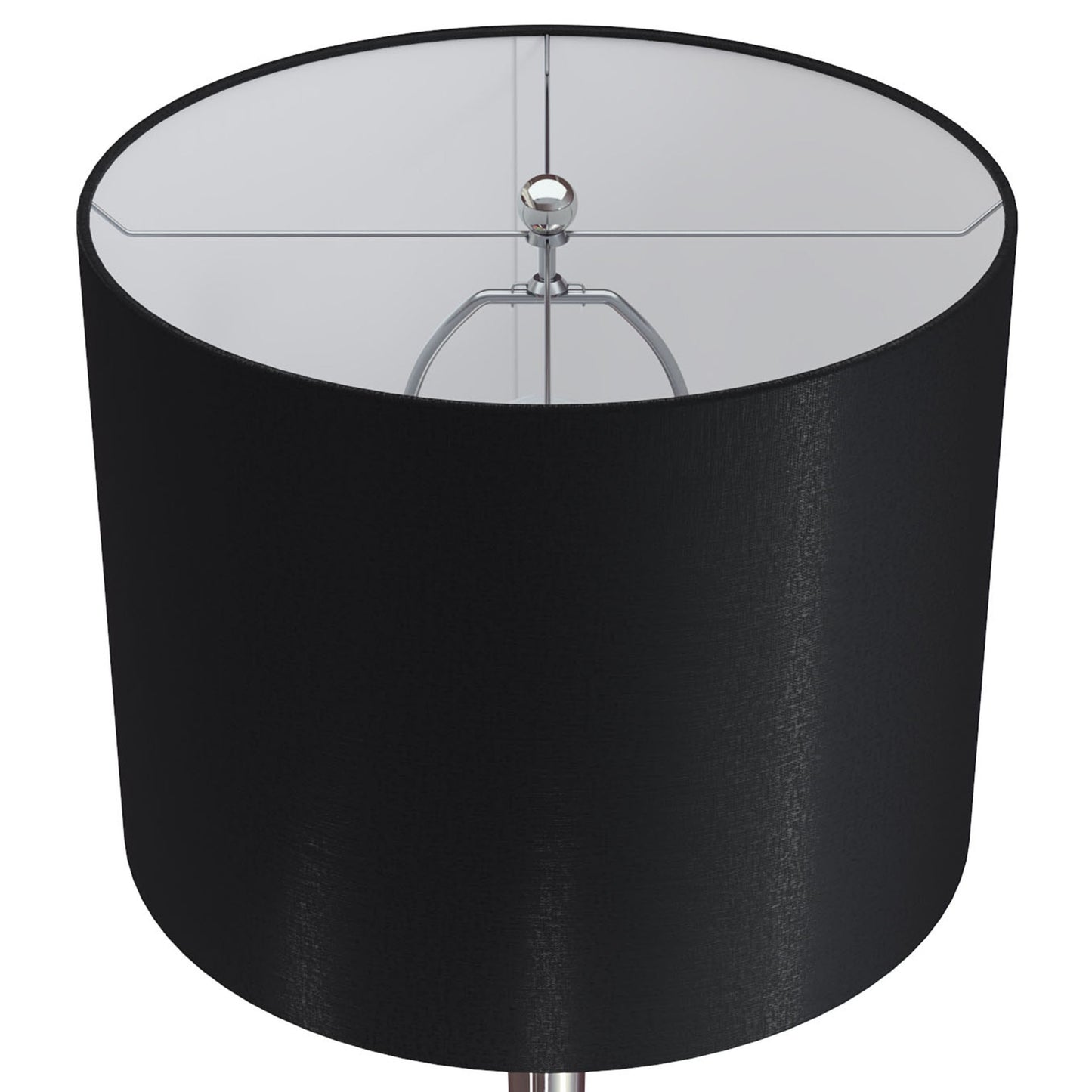 Lenuxe 24" Contemporary Metal Table Lamp in Polished Nickel with Black Silk-like Shade from Grandview Gallery by LumiSource - Set of 2