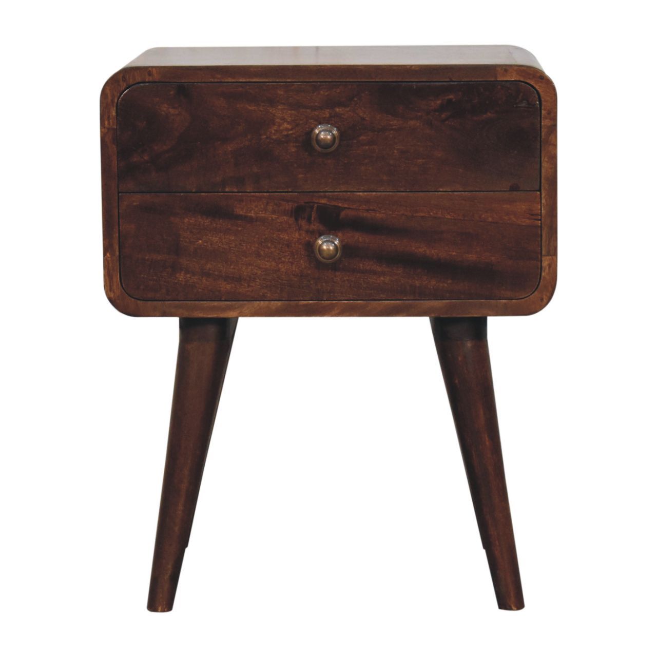 Solid Wood Curved California Walnut Nightstand