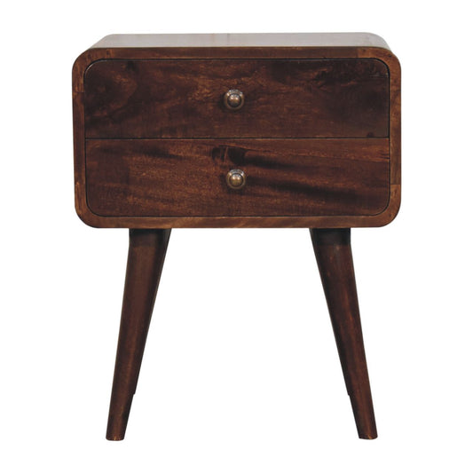 Solid Wood Curved California Walnut Nightstand