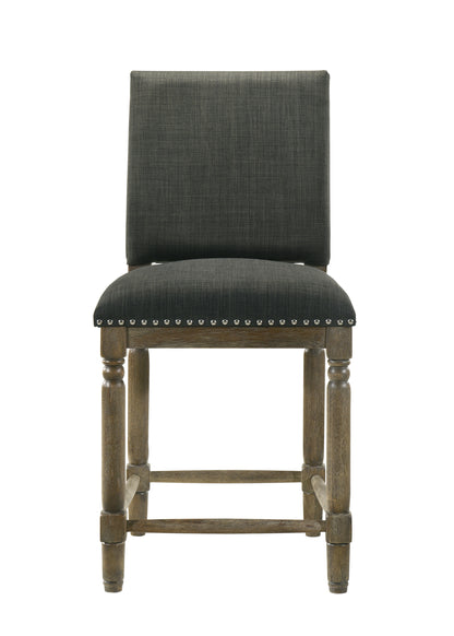 Everton 19.5" Gray Fabric Counter Height Chair with Nailhead Trim