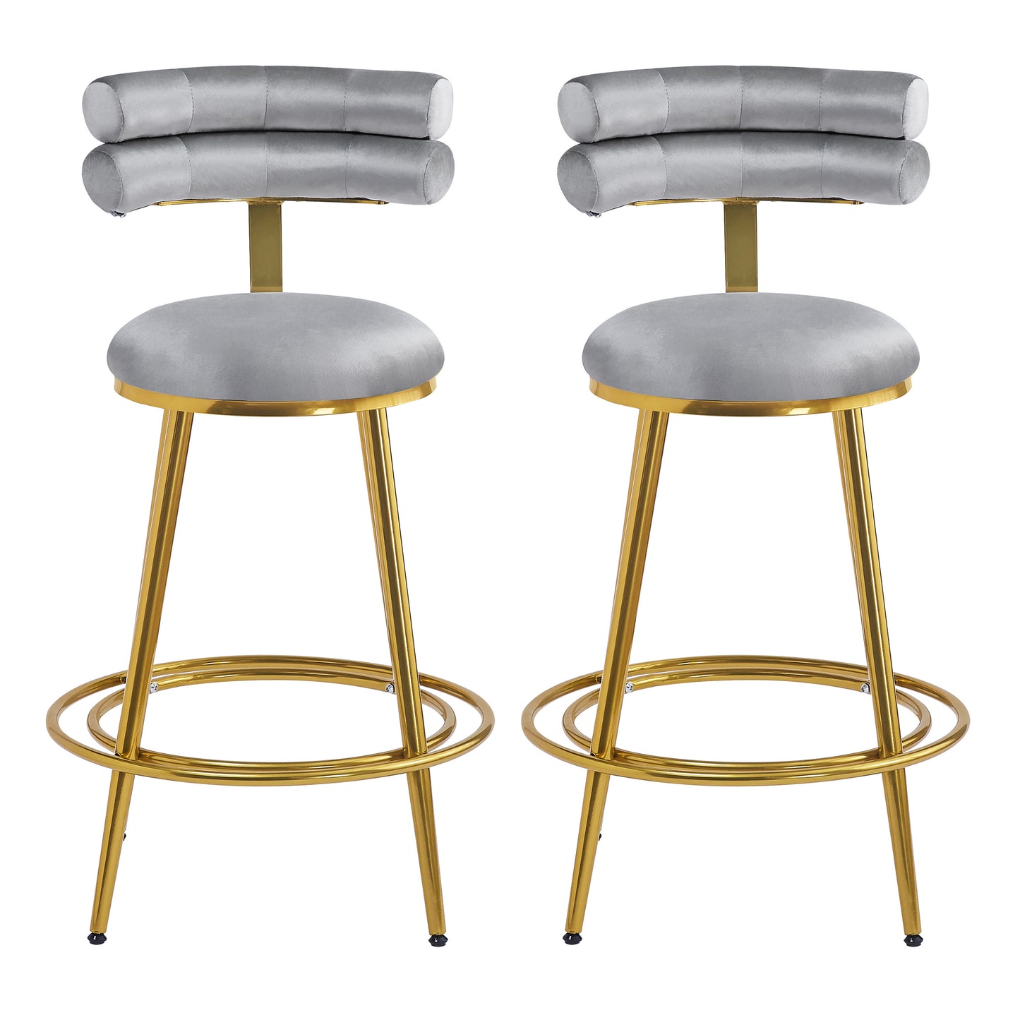 27.65'' Modern Counter Stools Set of 2,Dark gray velvet Counter Stools with iron Frame,Soft back and cushion,Footrest,suitable for Kitchen/Bedroom/Dining Room