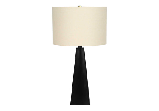 Lighting, 27"h, Table Lamp, Black Resin, Beige Shade, Modern