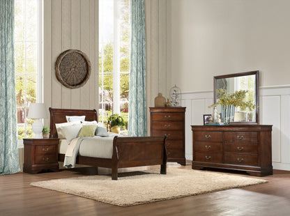 Traditional Design Brown Cherry Finish Dresser 1pc Louis Phillipe Style Classic Bedroom Furniture