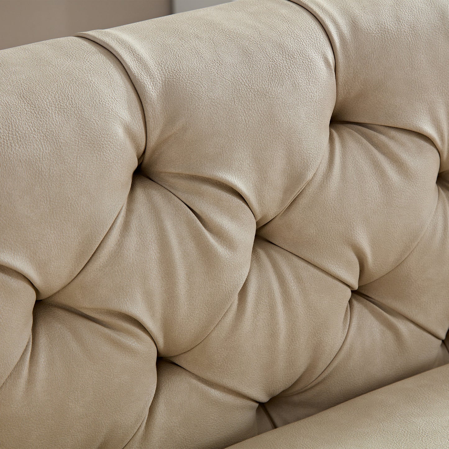 WKS5G Elegant beige leather main color, the sofa presents a calm and elegant appearance