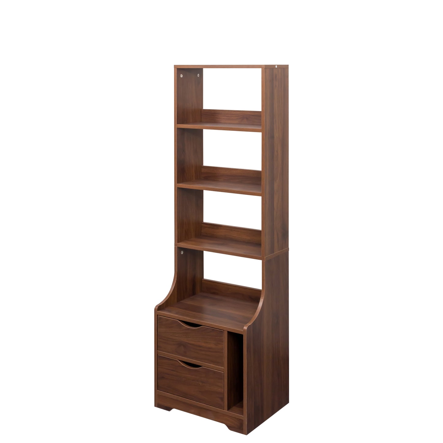Night Stand with Bookshelf, Night Stand with 2 Storage Drawers for Bedroom