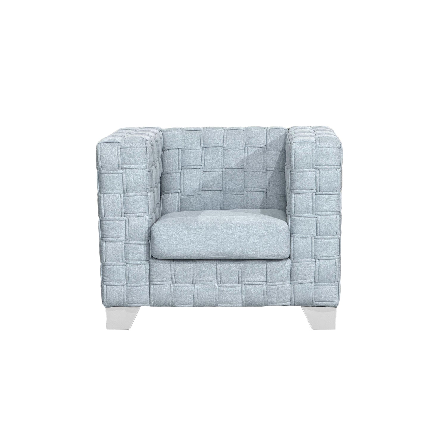 FX-D1 SOFA SET Include Chair Loveseat And Sofa Light Blue ColorLinen &  White color sofa legs