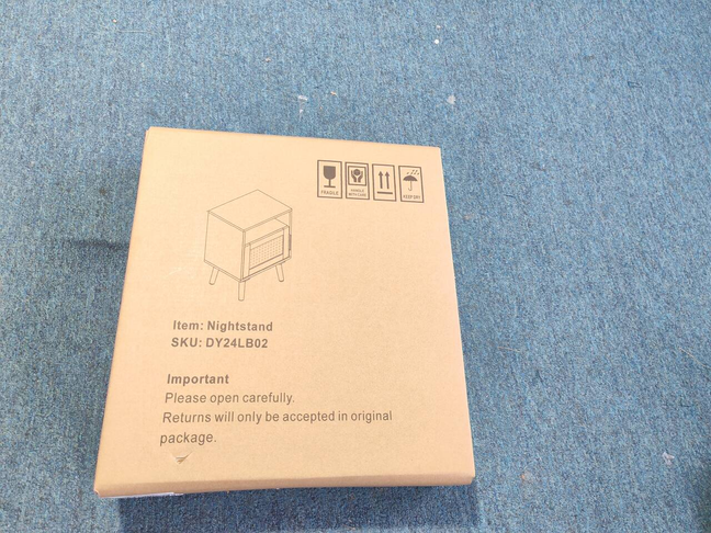 22.83'' H Rattan Nightstand, Side Table with Door Open Shelf,  Accent Bedside End Table with Solid Wood Legs for Bedroom, Dorm and Small Spaces, Oak