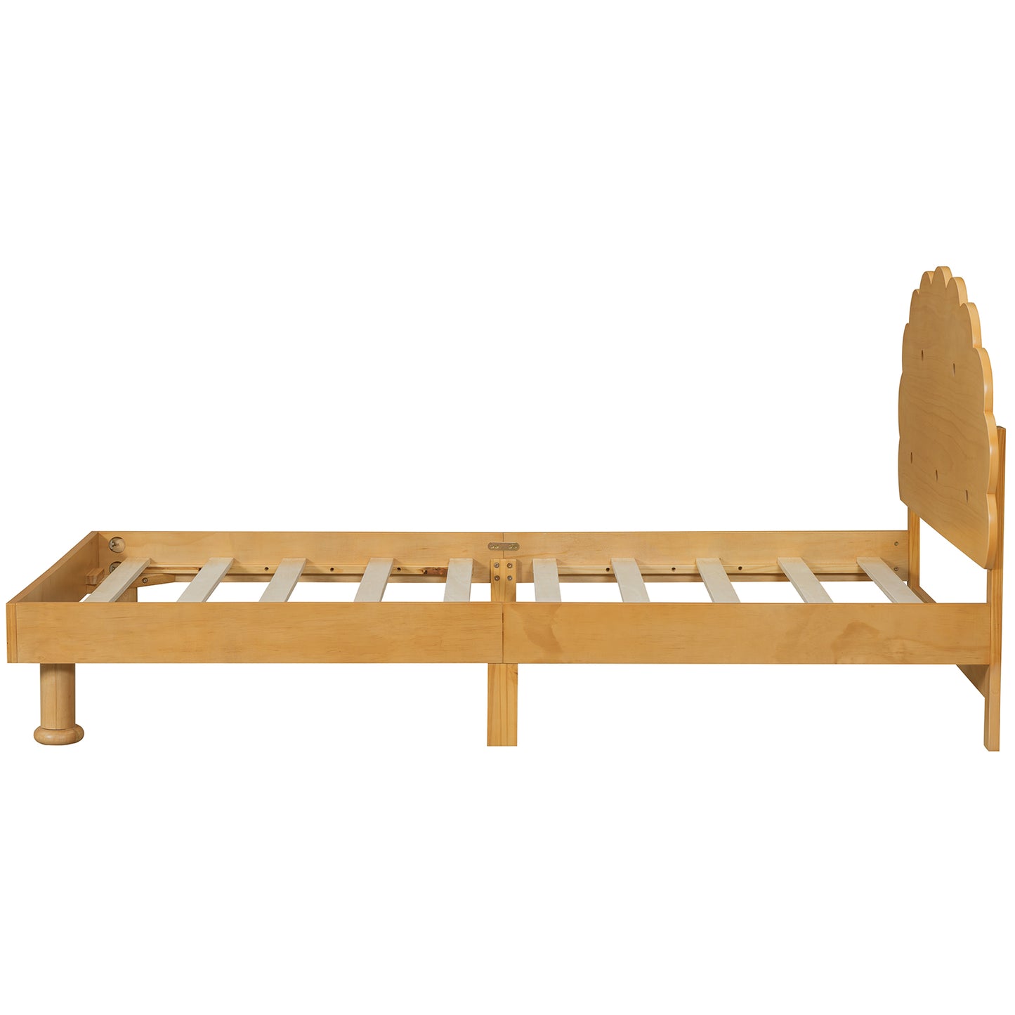 Kids Cookie-Shaped Bed Frame for Boys & Girls,Twin Size Platform Bed, Walnut