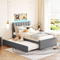 Teddy Fleece Twin Size Upholstered Platform Bed with Trundle, Gray