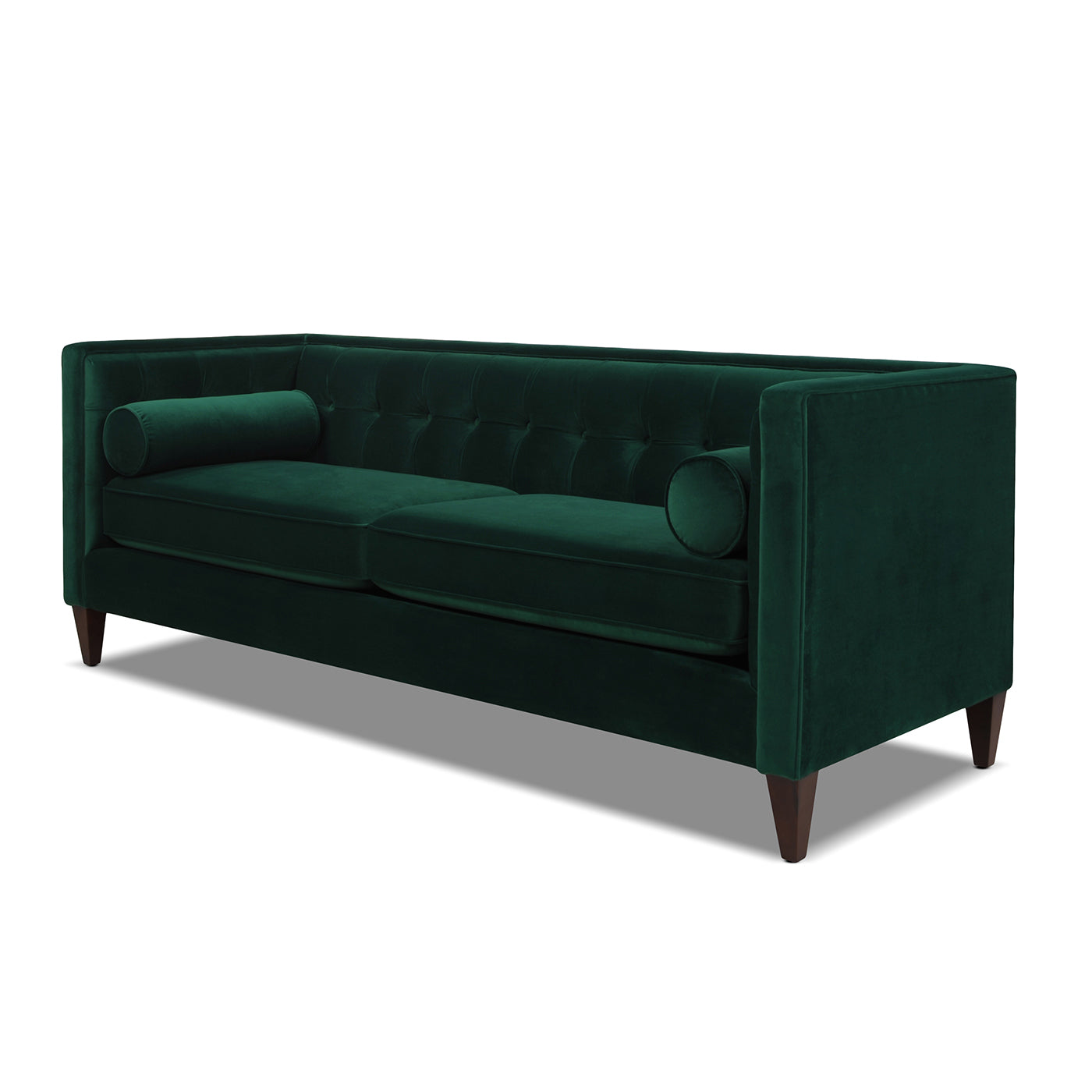 Jack 84" Modern Tuxedo Tufted Sofa, Evergreen Velvet