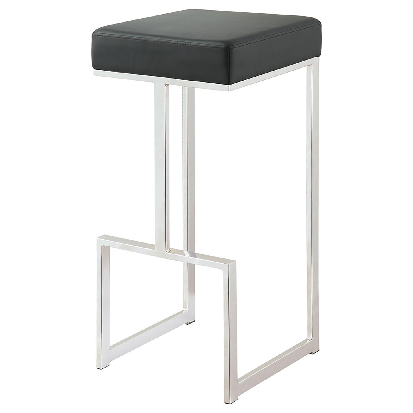 Black and Chrome Upholstered Bar Stool