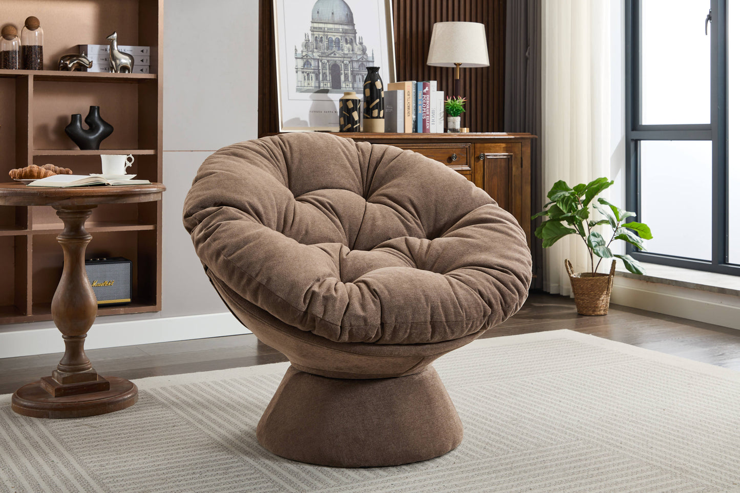 Oversized Swivel Accent Chair, 360 Swivel Barrel Chair, Papasan Chair for Living Room Bedroom