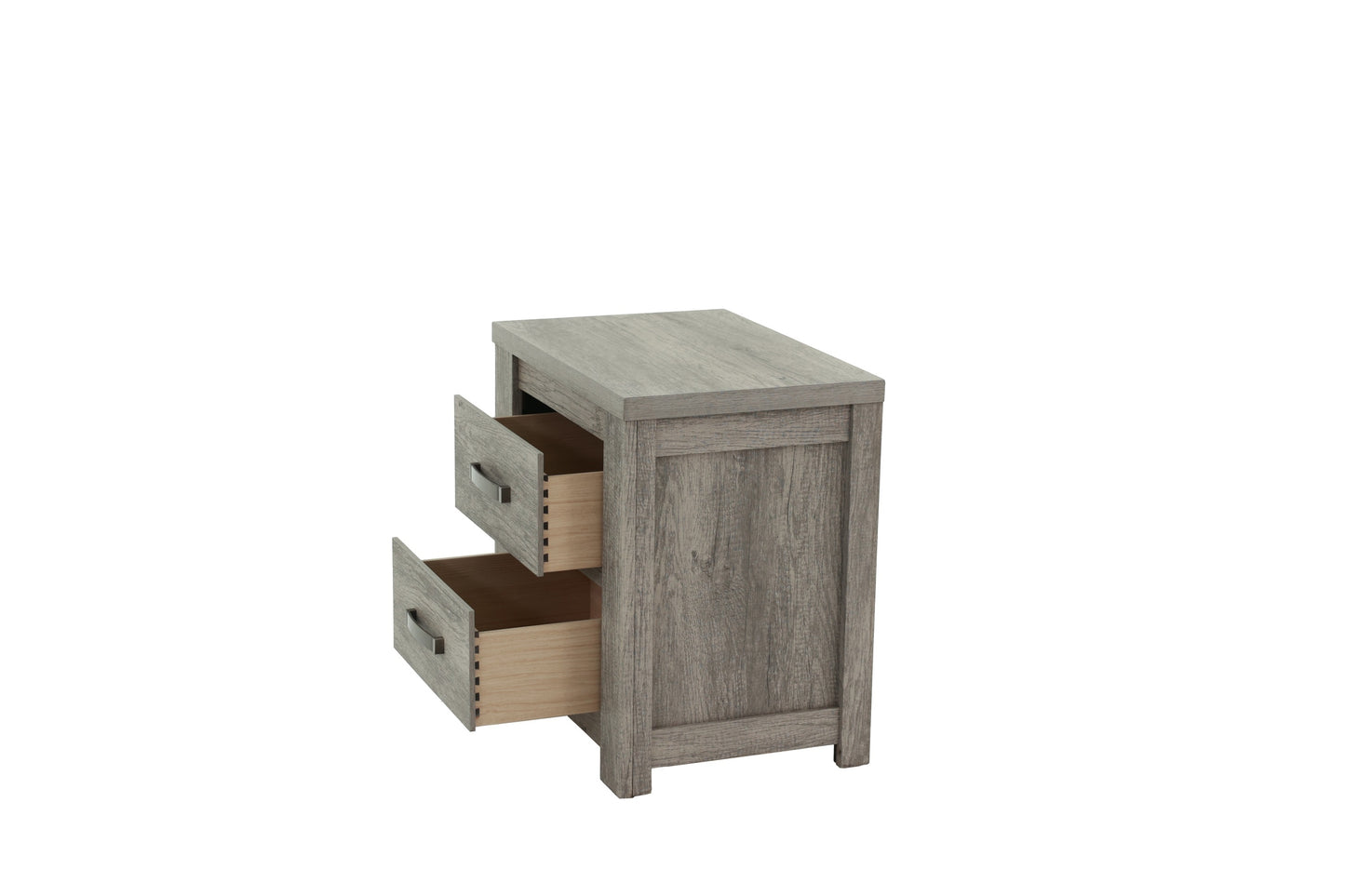 Bedroom Furniture Rustic Light Grey Simple 1pc Nightstand 2-Drawers Bed Side Table Solidwood