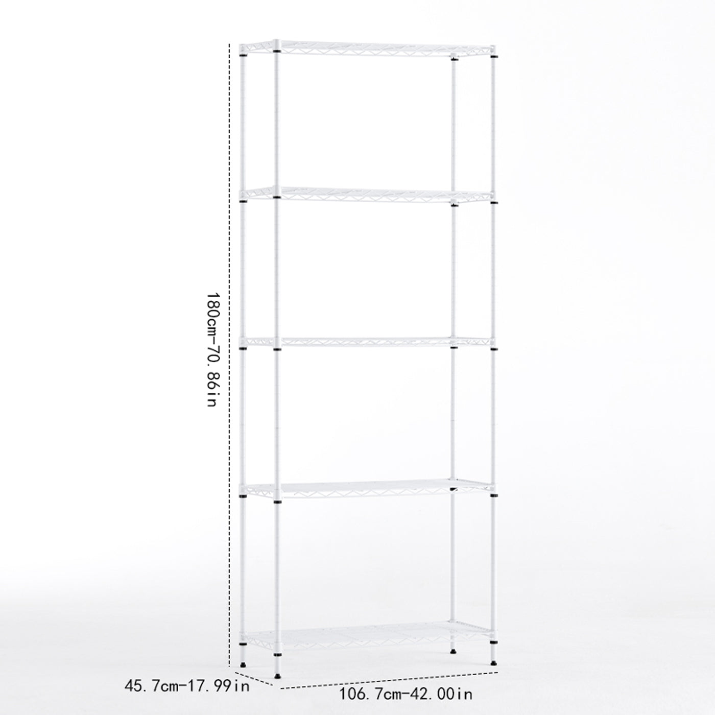 Wire Shelving Metal Storage Rack Adjustable Shelves, Standing Storage Shelf Units for Laundry Bathroom Kitchen Pantry Closet(White, 42L x 18W x 71H)