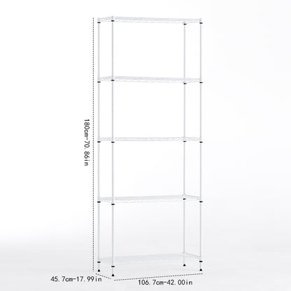 Wire Shelving Metal Storage Rack Adjustable Shelves, Standing Storage Shelf Units for Laundry Bathroom Kitchen Pantry Closet(White, 42L x 18W x 71H)