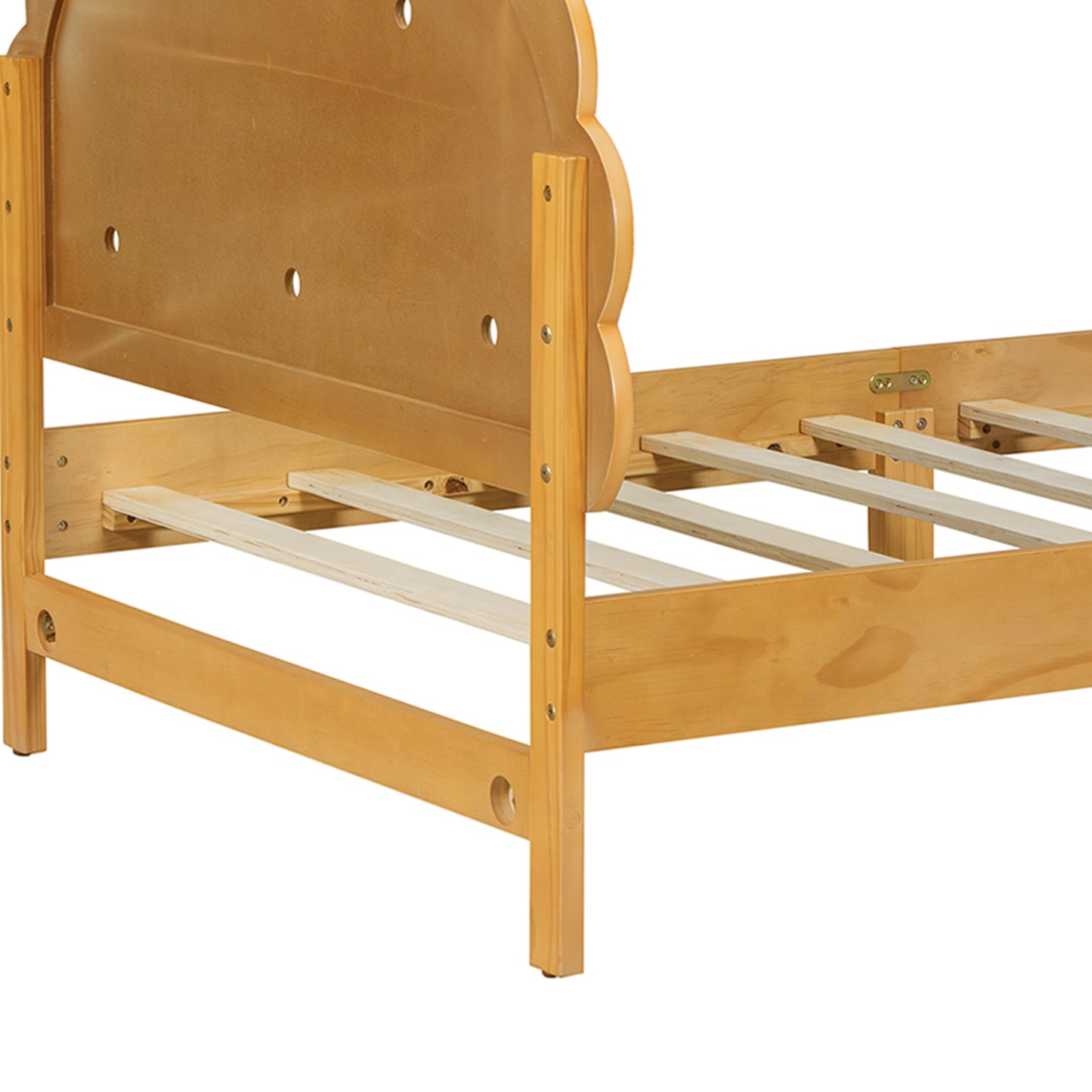 Kids Cookie-Shaped Bed Frame for Boys & Girls,Twin Size Platform Bed, Walnut