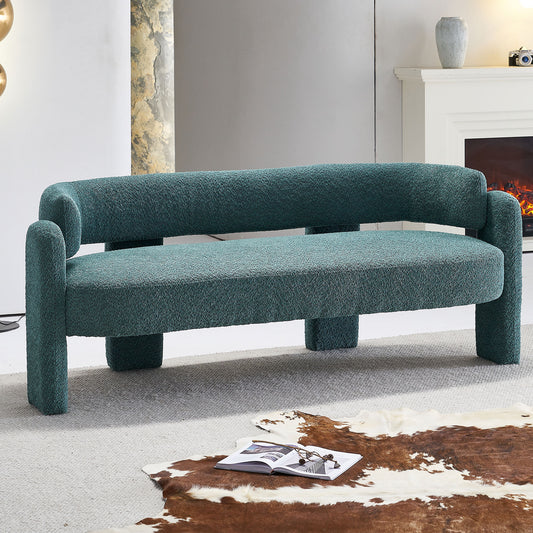 75.59" Wide Boucle Upholstery Modern Sofa for Living Room Green