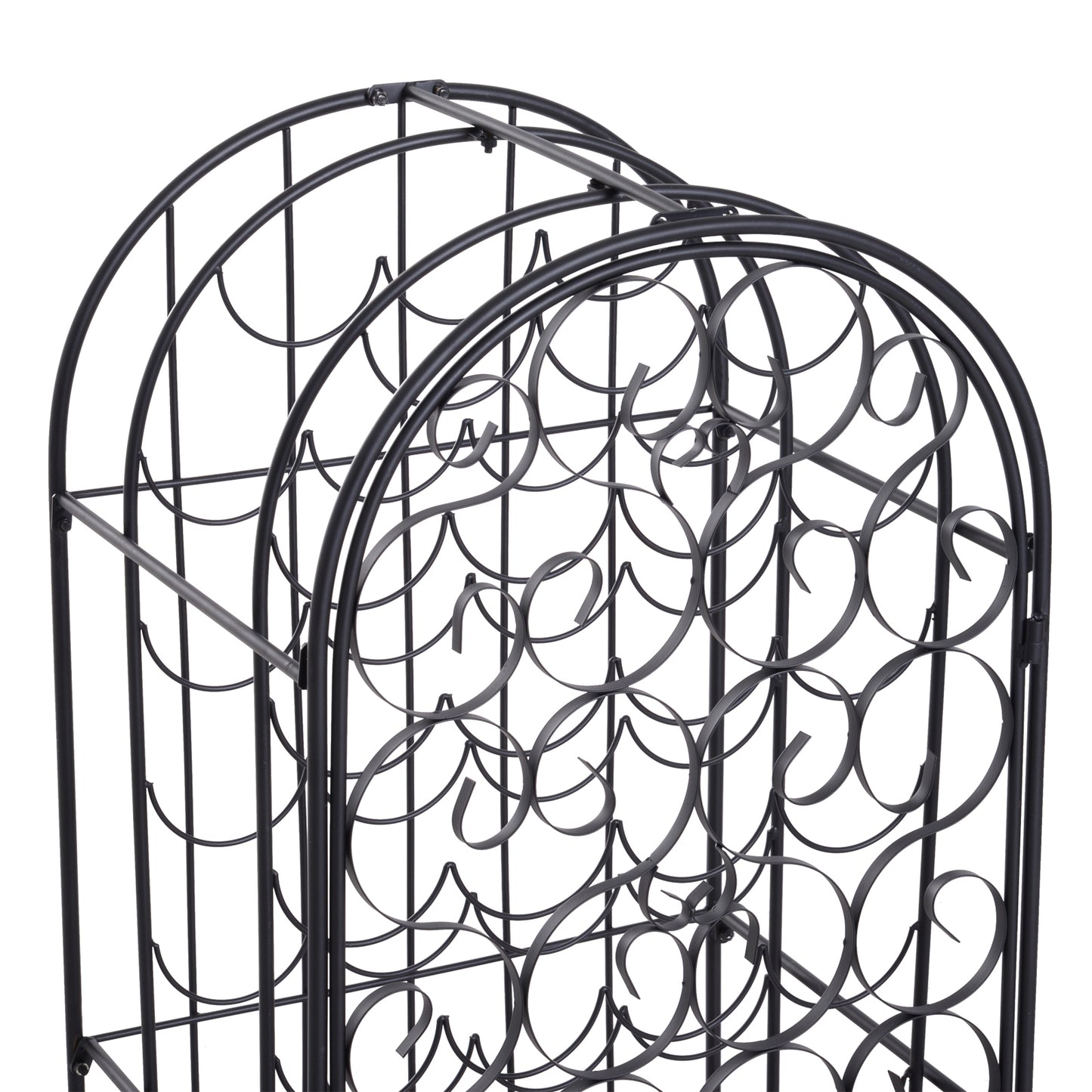 HOMCOM 35 Bottle Wrought Iron Wine Rack Cabinet with Lock - Black