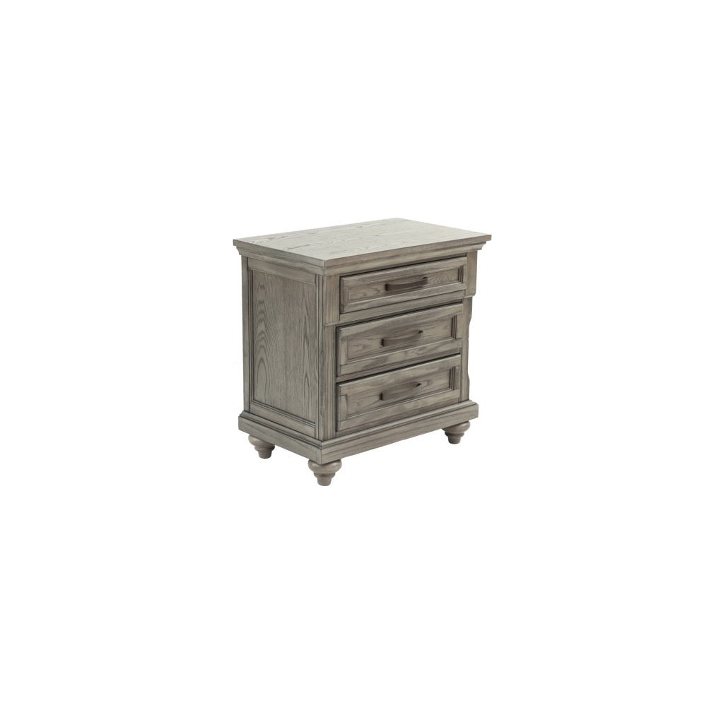 Contemporary Modern Look Antique Gray Oak Finish 1pc Nightstand Storage Space Bedside Table Oak Veneer Bedroom Furniture