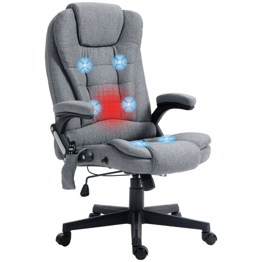 HOMCOM 6 Point Vibrating Massage Office Chair with Lumbar Heat Gray