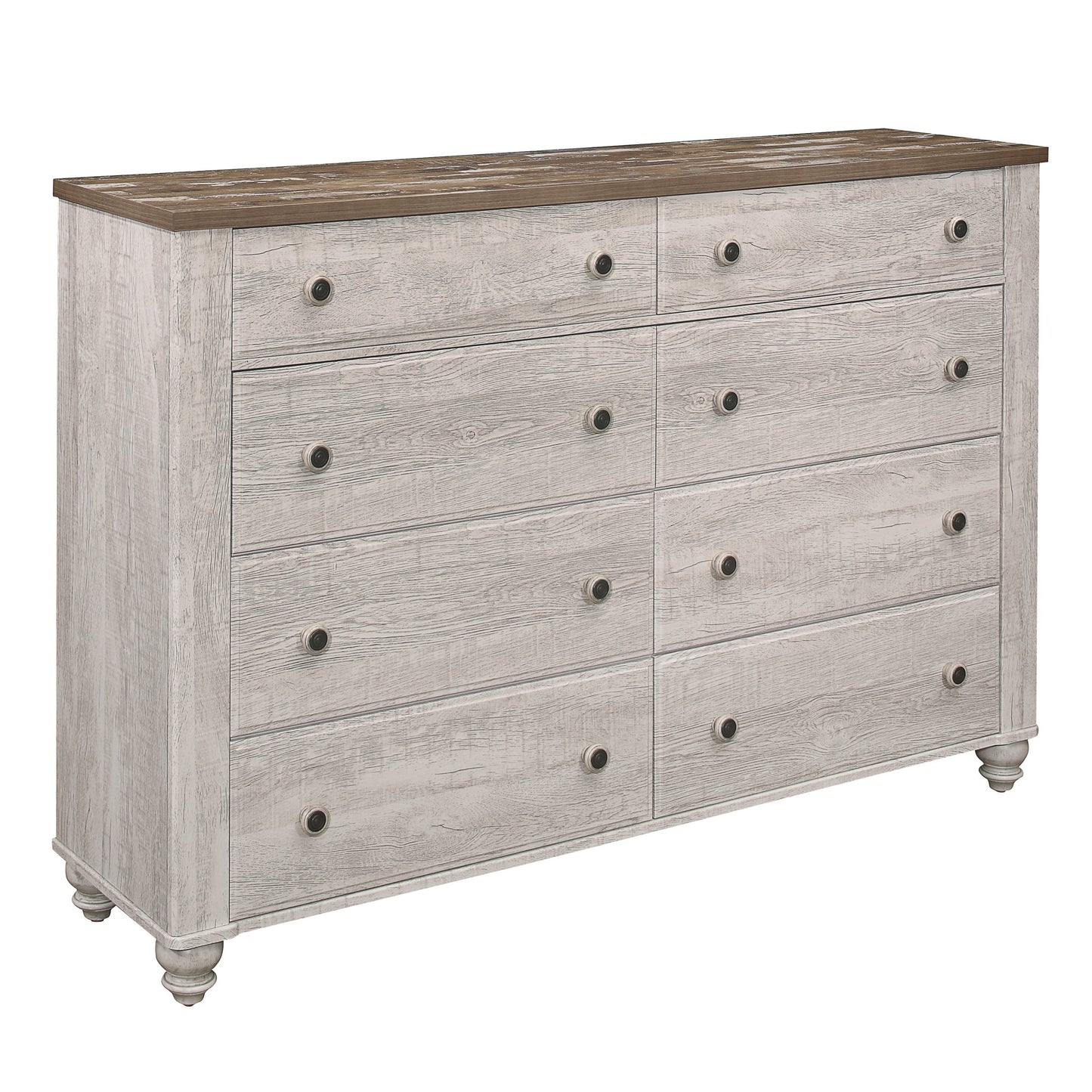 Transitional Rustic Style 1pc Dresser of 8 Drawers Two-Tone Antique White and Brown Classic Bedroom Furniture