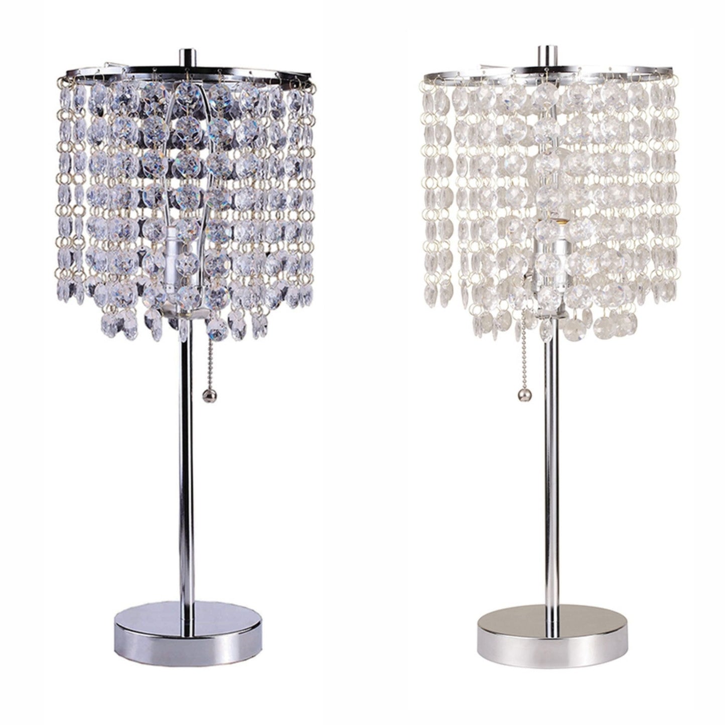 20.25" Tall Metal Table Lamp with Silver finish, Crystal Inspired Shade