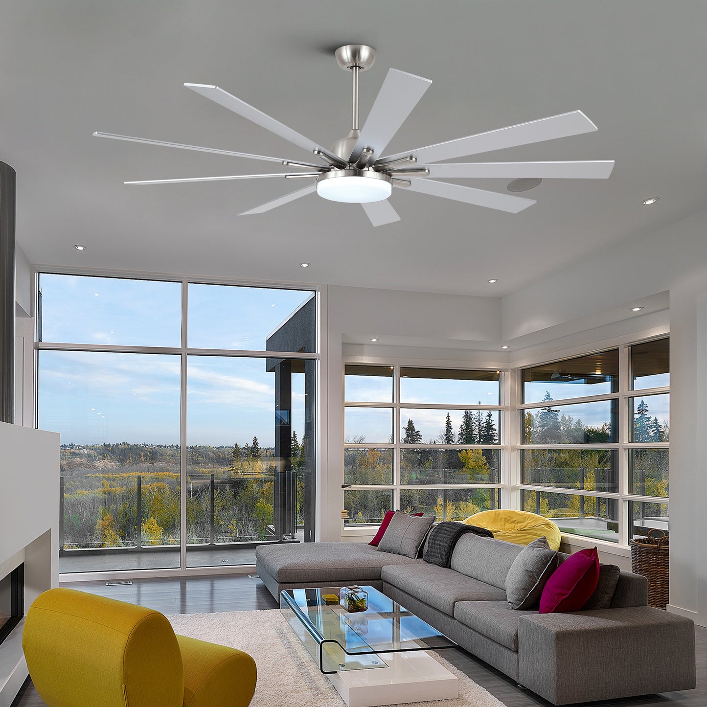 72 in Integrated LED Brushed Nickel Smart Ceiling Fan with Remote Control