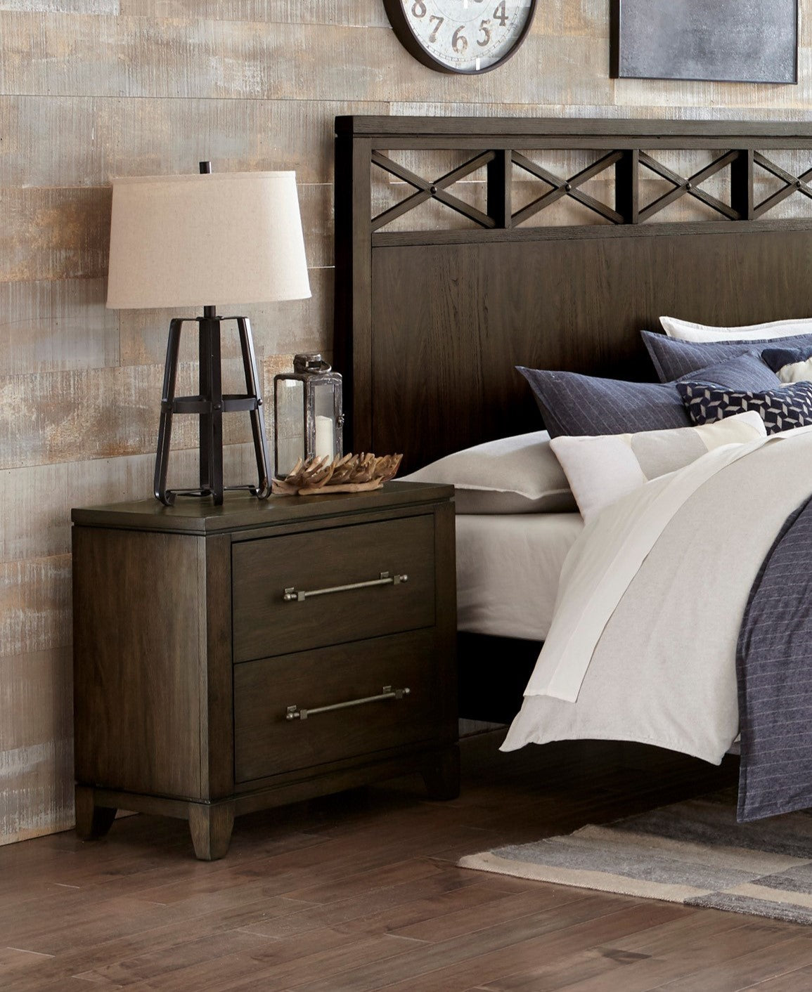 Contemporary Style Bedroom 1pc Nightstand of 2 Drawers Dark Brown Finish Wooden Furniture Modern Look