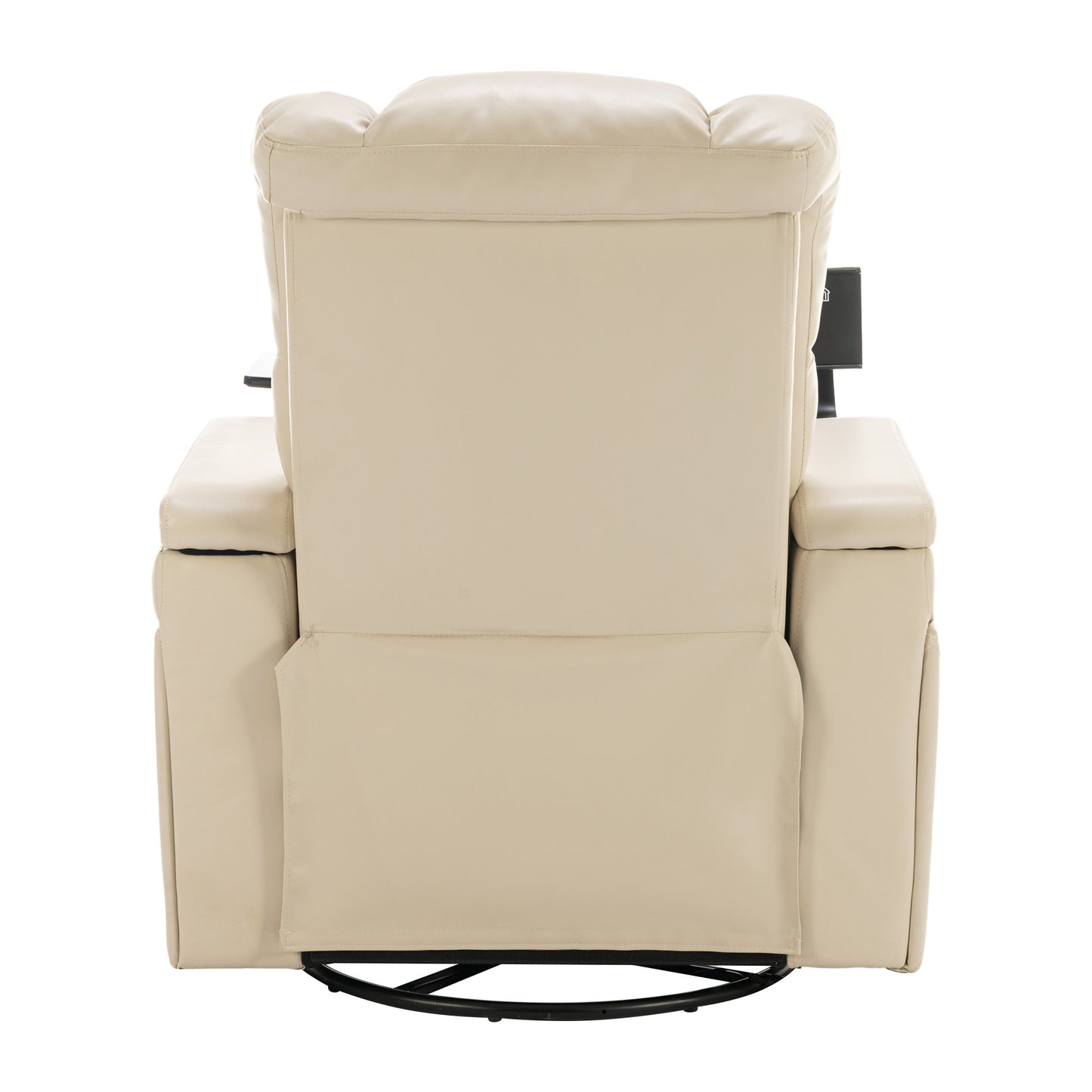 270 Degree Swivel PU Leather Power Recliner Individual Seat Home Theater Recliner with  Comforable Backrest, Tray Table,  Phone Holder, Cup Holder,  USB Port, Hidden Arm Storage for Living Room, White