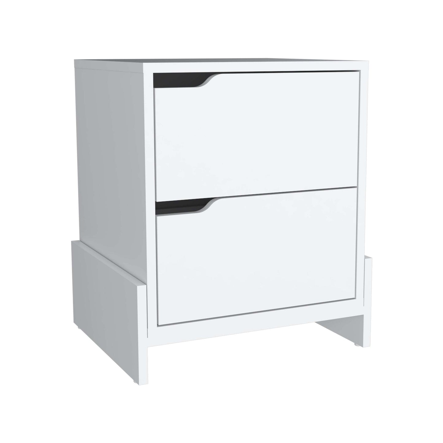 Nightstand with 2-Drawers, End Table with Sturdy Base, White
