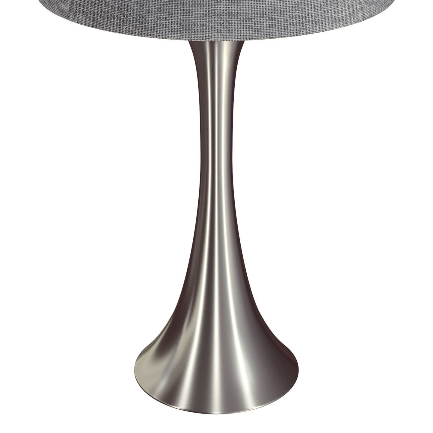 Lenuxe 24" Contemporary Metal Table Lamp in Brushed Nickel with Grey Textured Linen Shade from Grandview Gallery by LumiSource - Set of 2