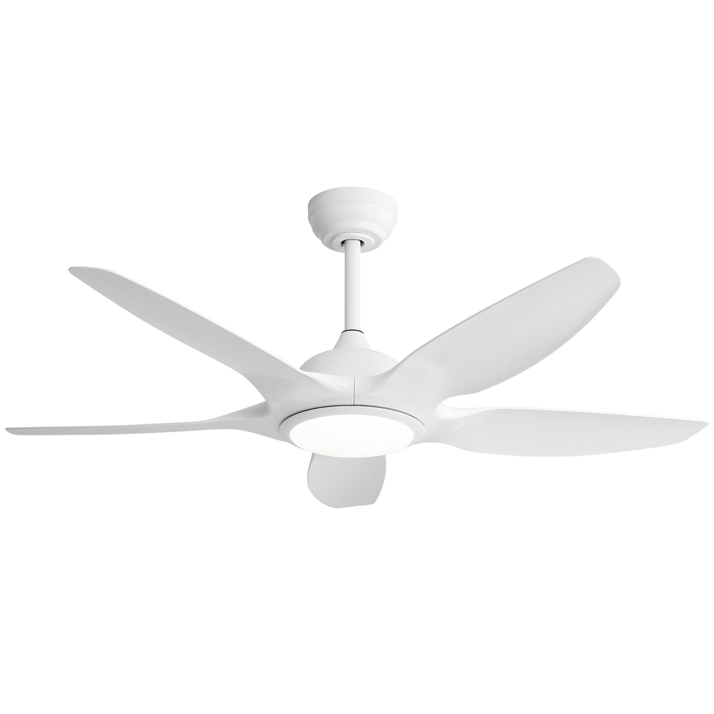 48 Inch Ceiling Fan with Dimmable LED Light and Remote Control, 5 ABS Blades DC Motor White