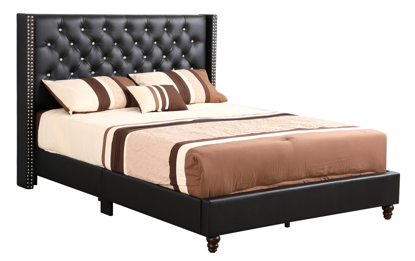 Sleek Transitional Black Upholstered Bed