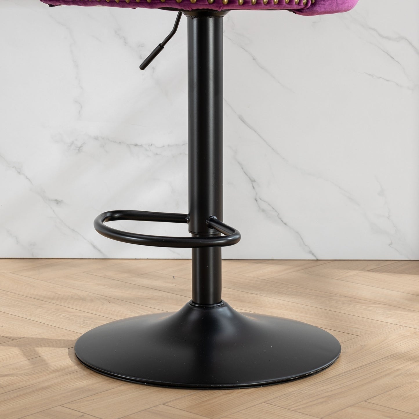 Swivel Velvet Barstools Adjusatble Seat Height from 25-33 Inch,17.7inch base, Modern Upholstered Bar Stools with Backs Comfortable Tufted for Home Pub and Kitchen Island,Purple,Set of 2,SW1812PP