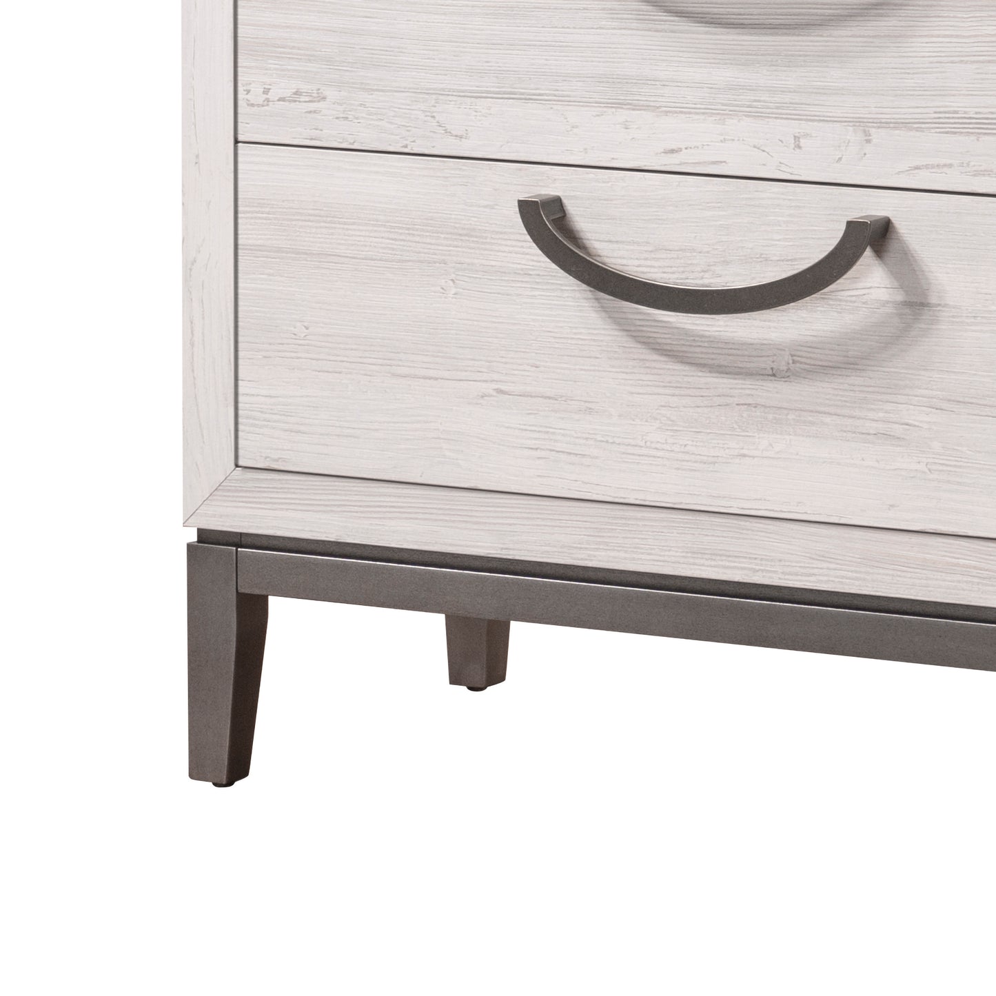 1pc Unique Design Contemporary Sleek Beige White Finish Nightstand 2- Drawers Storage Bedroom Wooden Furniture Solid Wood