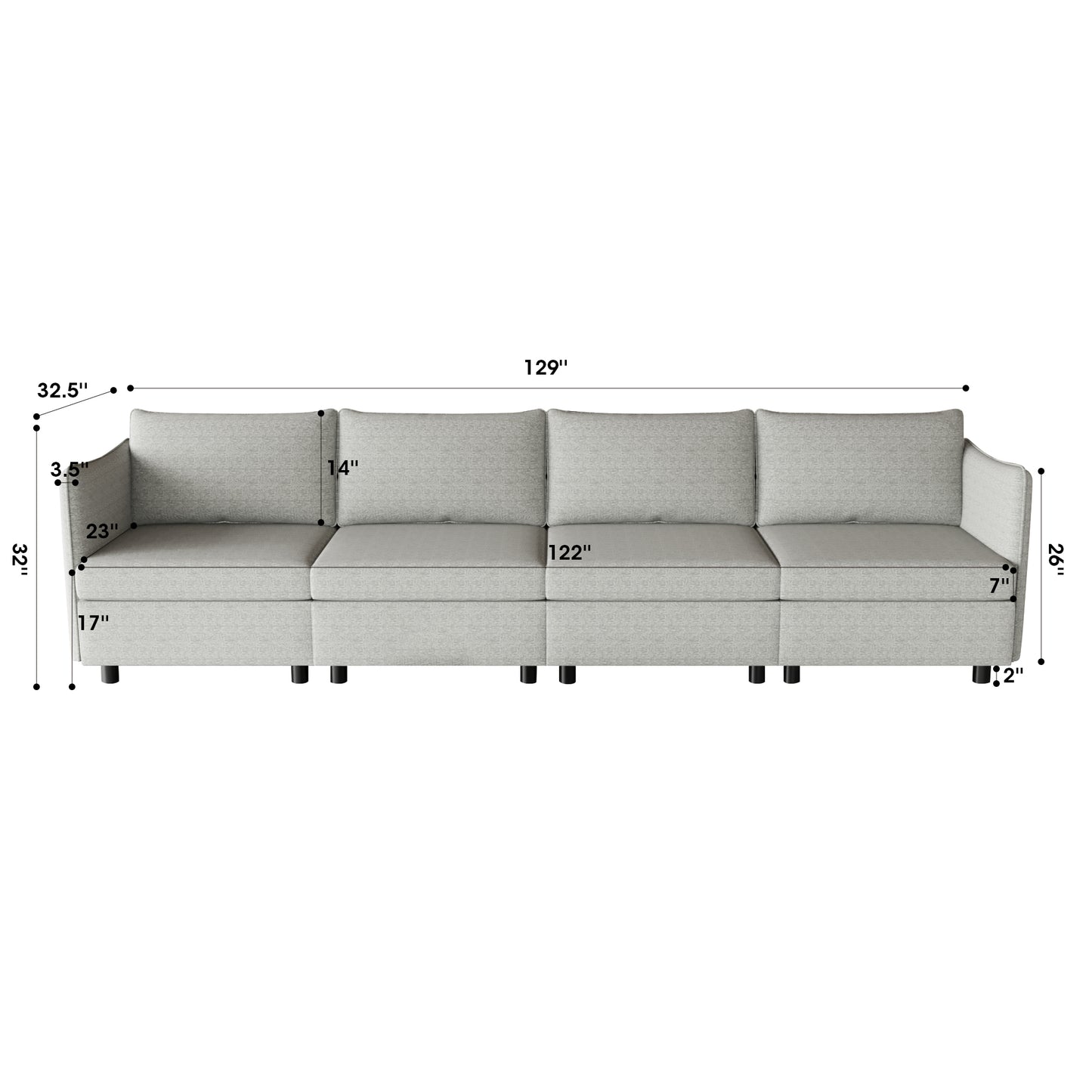 Modular Sectional Sofa, Convertible Sofa Seat With Storage, Sleeper Sectional Sofa Set, Fabric Flexible Modular Combinations for Living Room