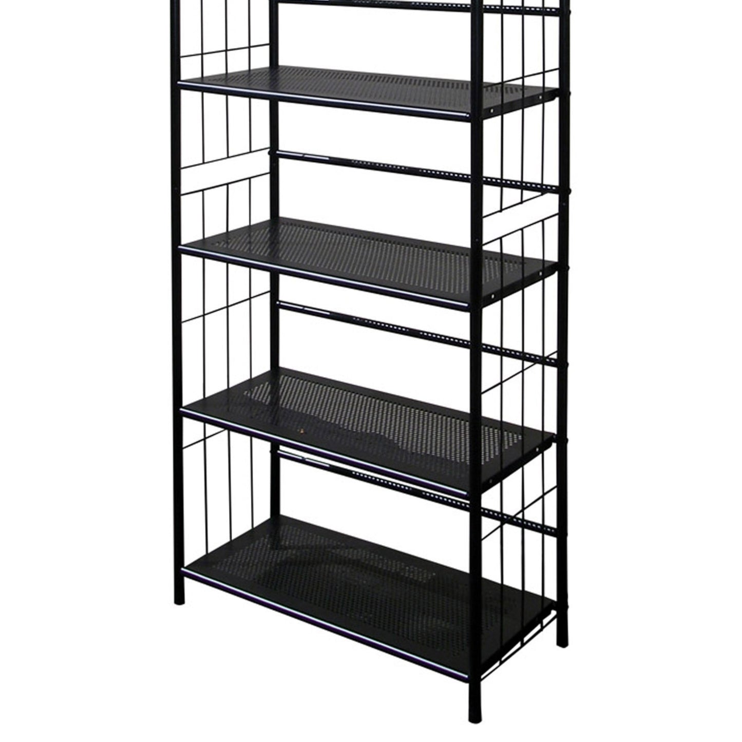 64" Tall 5-Tier Corner Metal Bookcase / Book Shelf, Black finish