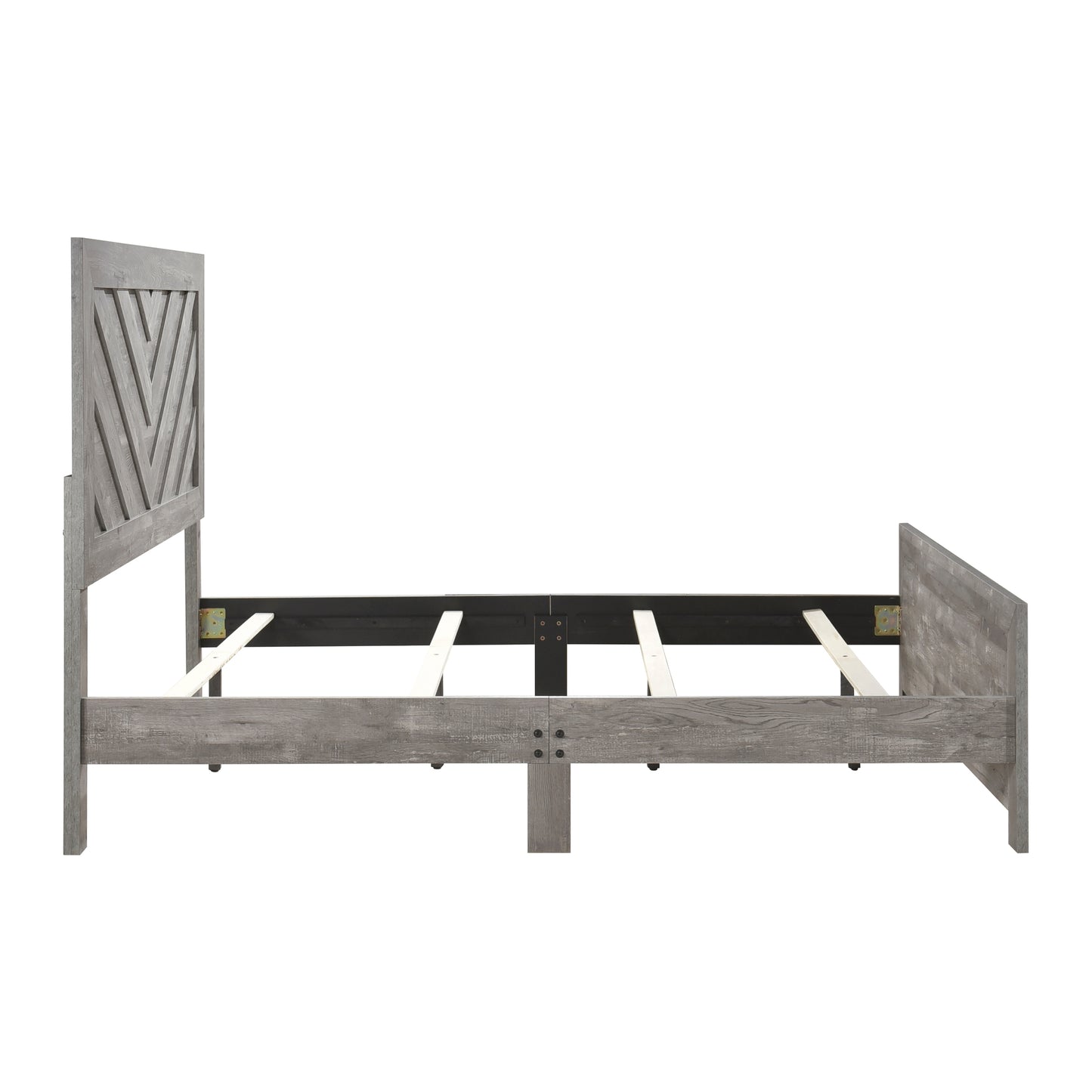 Contemporary Rustic Gray Finish Queen Size Panel Bed Wooden Bedroom Furniture 1pc, Bed in a Box